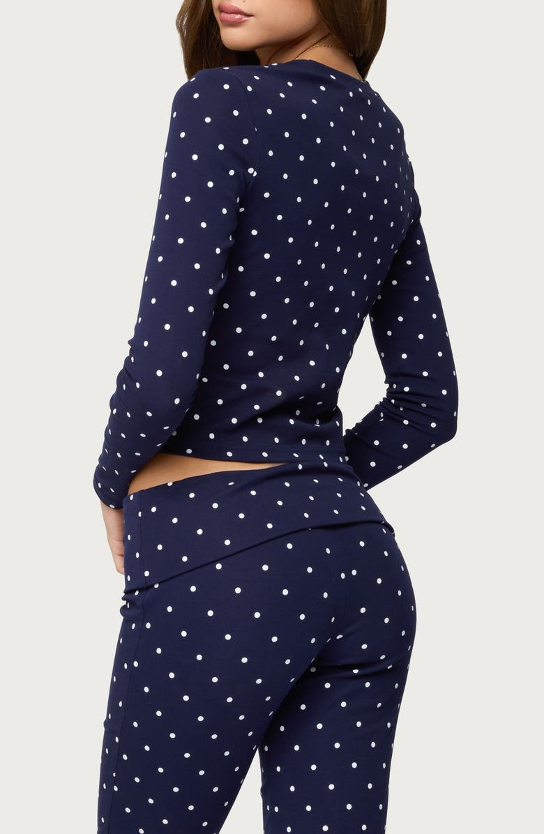 EDIKTED Daliya Polka Dot Crop Stretch Cotton T-Shirt, Alternate, color,