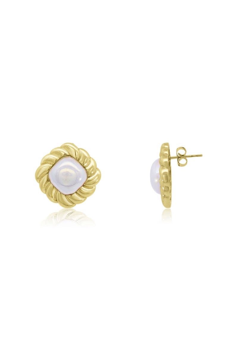 Jumbo Pearl Twist Stud Earrings, Main, color, Pearl