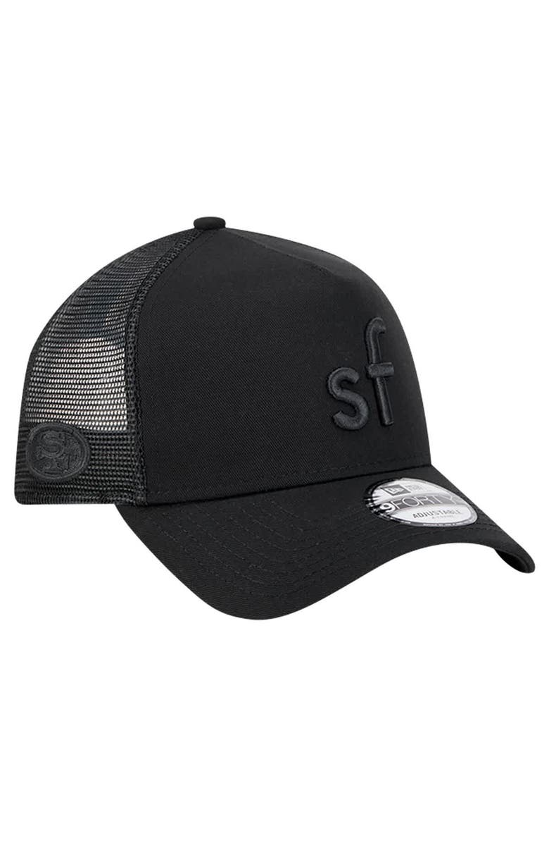 New Era Men
s New Era Black San Francisco 49ers Domain 9FORTY A-Frame Trucker Adjustable Hat, Alternate, color, Black
