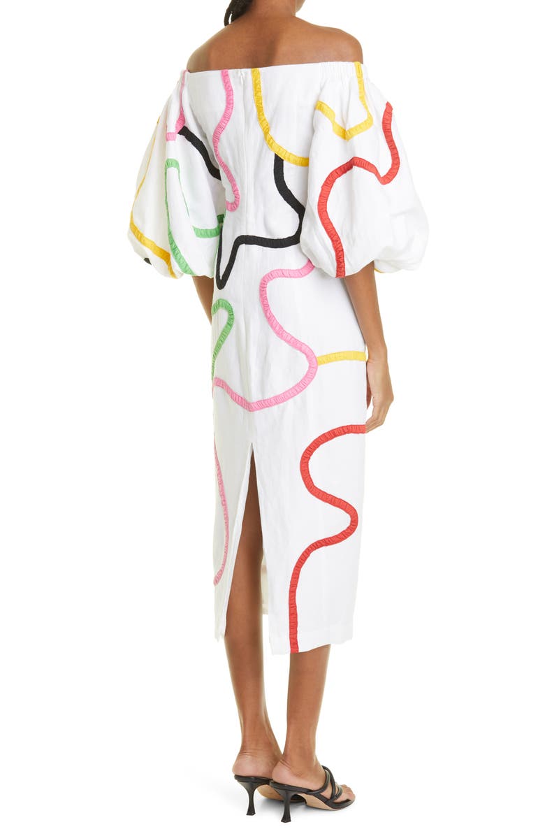 Mara Hoffman Namari Puff Sleeve Linen Blend Dress, Alternate, color, 