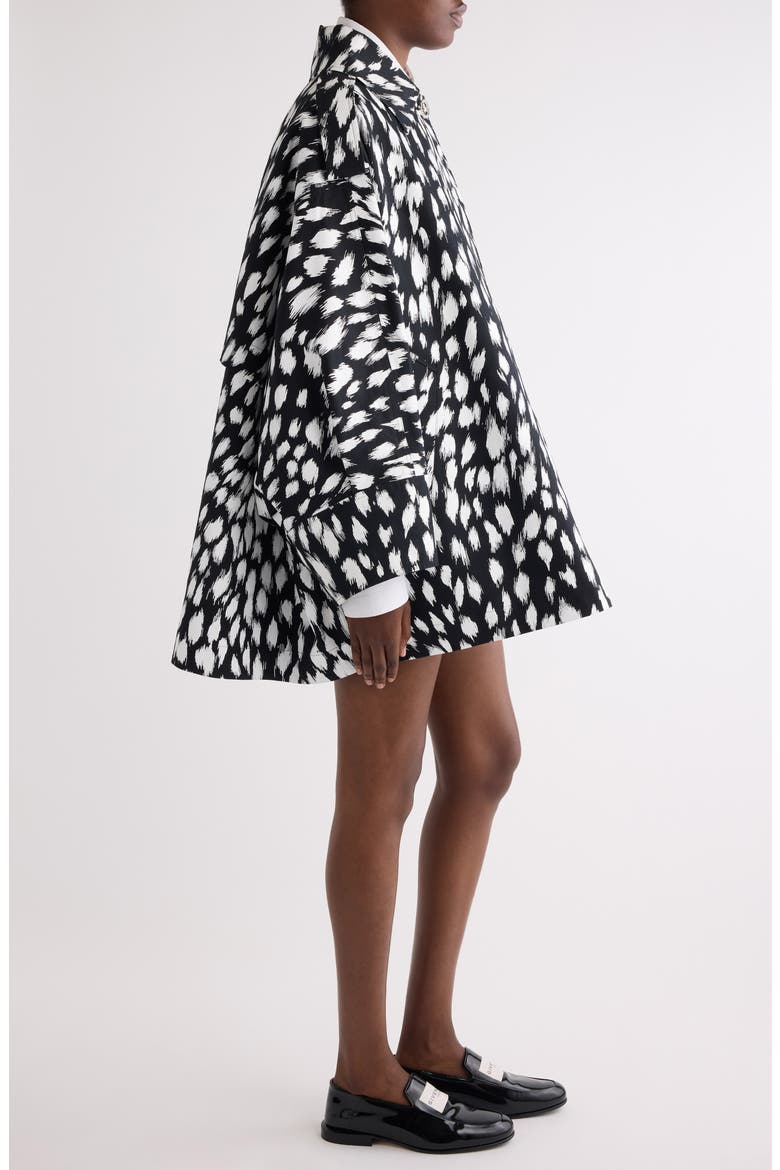 Animal Print Cocoon Trench, Alternate, color, BLACK