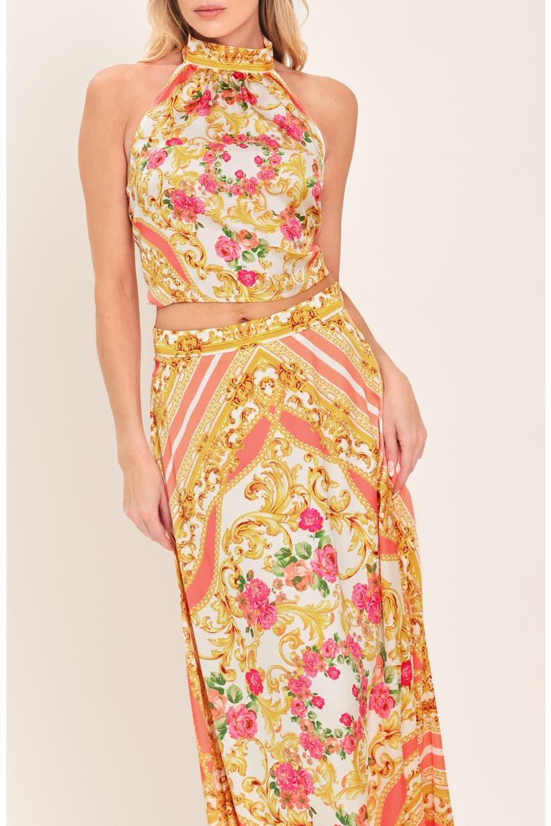 Satin Print Maxi Skirt, Alternate, color, IVORY PINK