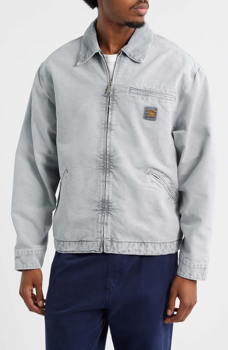 Carhartt Work In Progress OG Detroit Organic Cotton Canvas Jacket, Alternate, color, Black / Black Chalk Wash