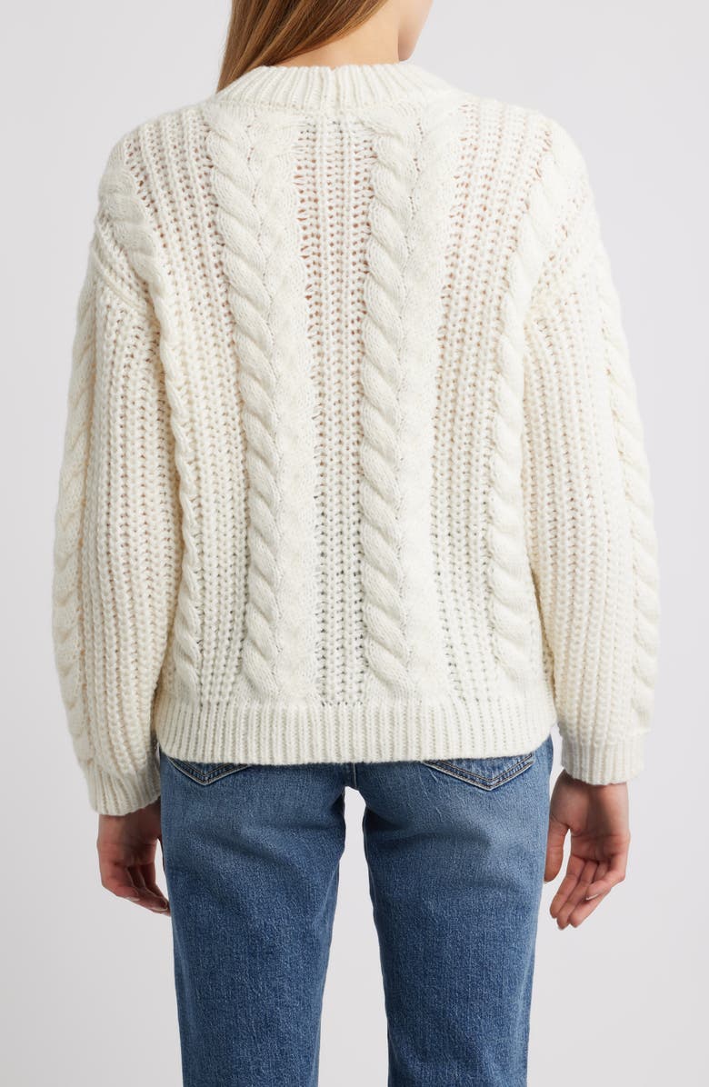CITY BLUES Cable Knit Sweater, Alternate, color, Cloud