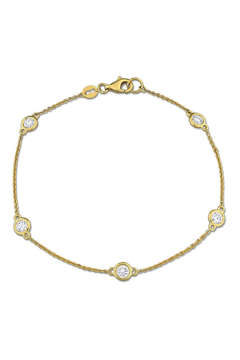 Lab-Grown Diamond Station Bracelet 14k, Main, color, Yellow Gold
