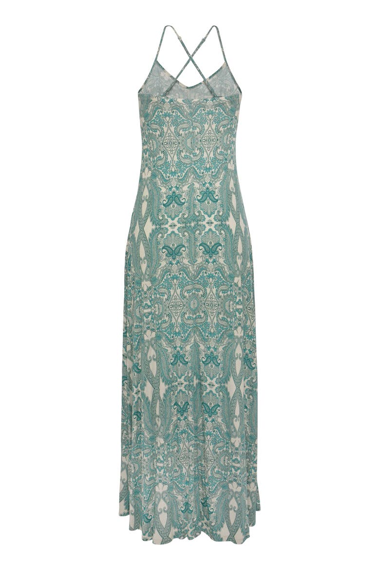 Crossed Strap Maxi Dress, Alternate, color, Green Patterned