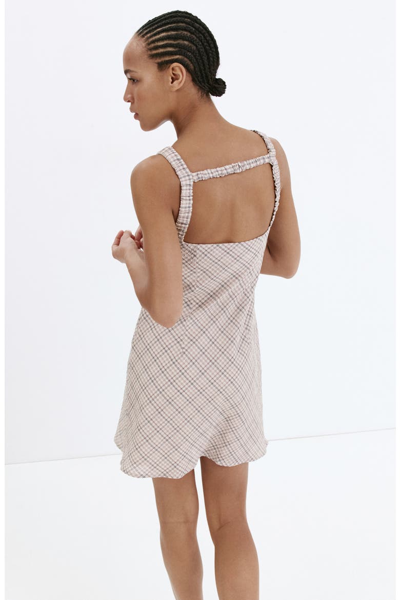 Fondi Plaid Open Back Minidress, Alternate, color, ECRU