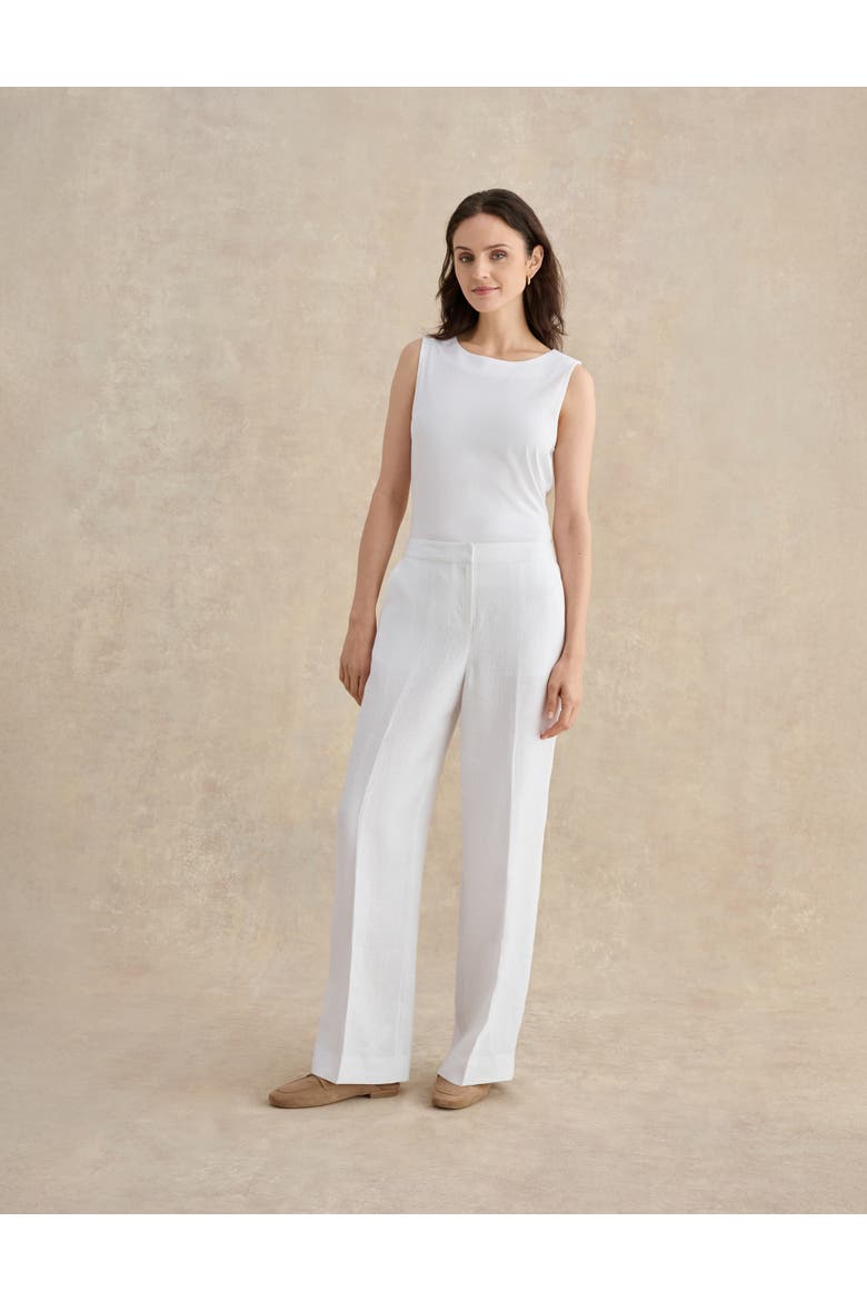 Alessia High-Waist Linen Trousers, Alternate, color, White