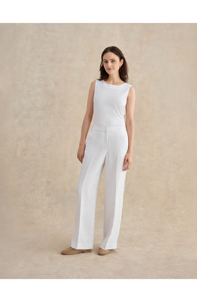 HOBBS LONDON Alessia High-Waist Linen Trousers, Alternate, color, White