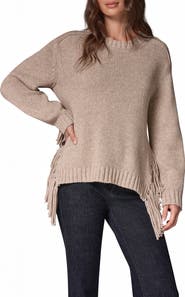 Donna Karan New York Fringe Detail Crewneck Sweater