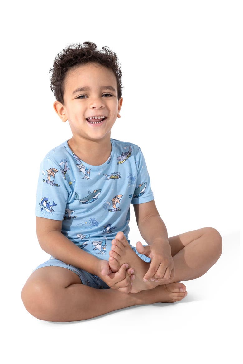 Shark School Kids 2-Piece Short Sleeve & Shorts Pajama Set, Alternate, color, Shark School