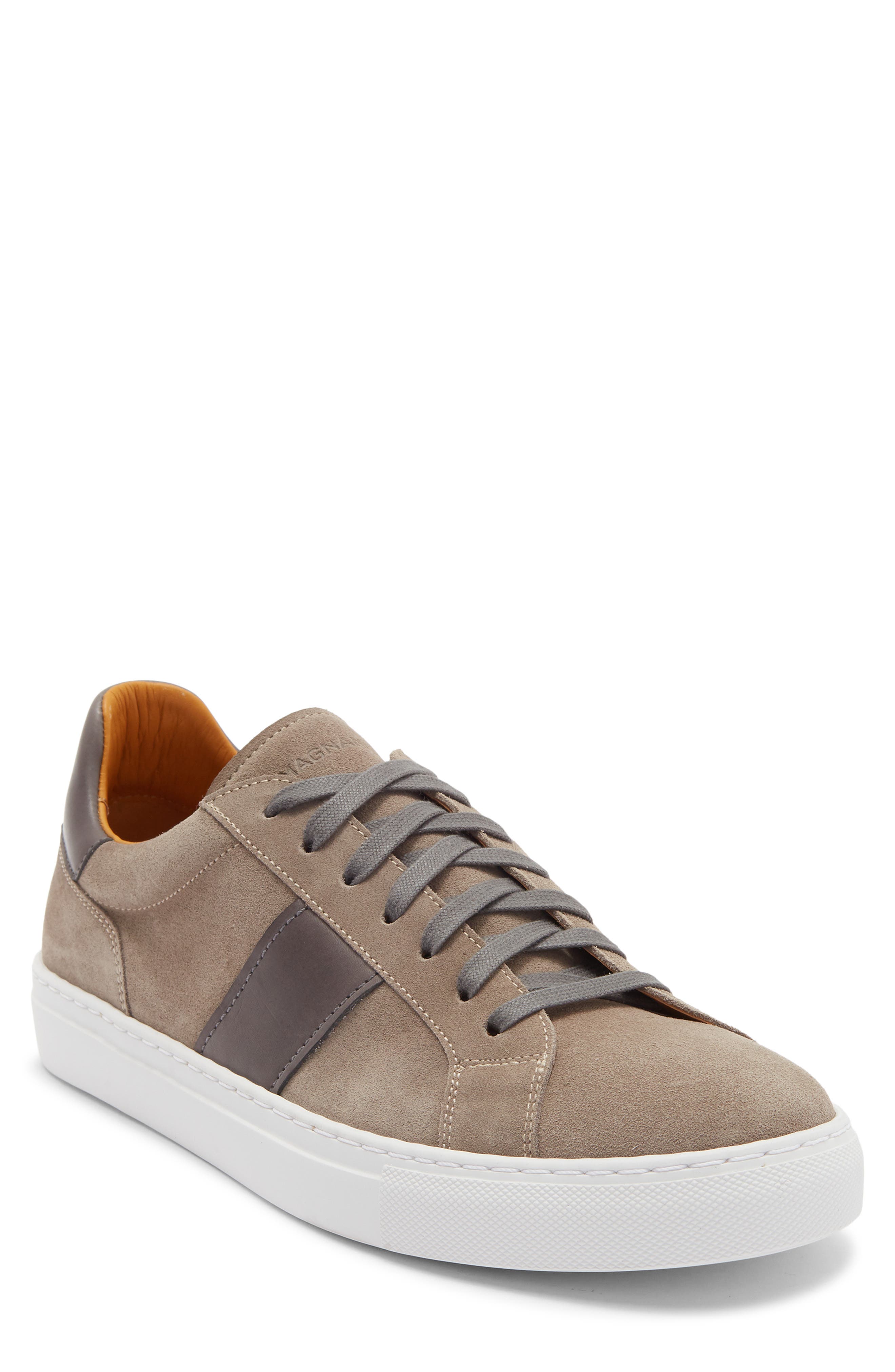 Magnanni Ashley Stripe Suede & Leather Sneaker, Main, color, Grey
