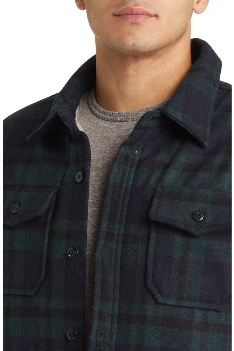 Plaid Wool Blend Shirt Jacket, Alternate, color, HUNTER GREEN