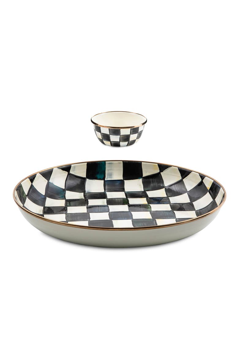 Courtly Check Chip & Dip Set, Main, color, BLACK/ WHITE