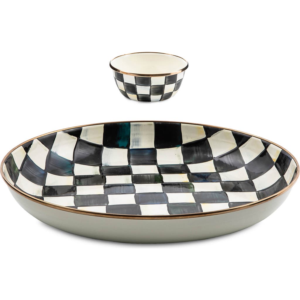 Mackenzie-childs Mackenzie Childs Courtly Check Chip & Dip Set In Black