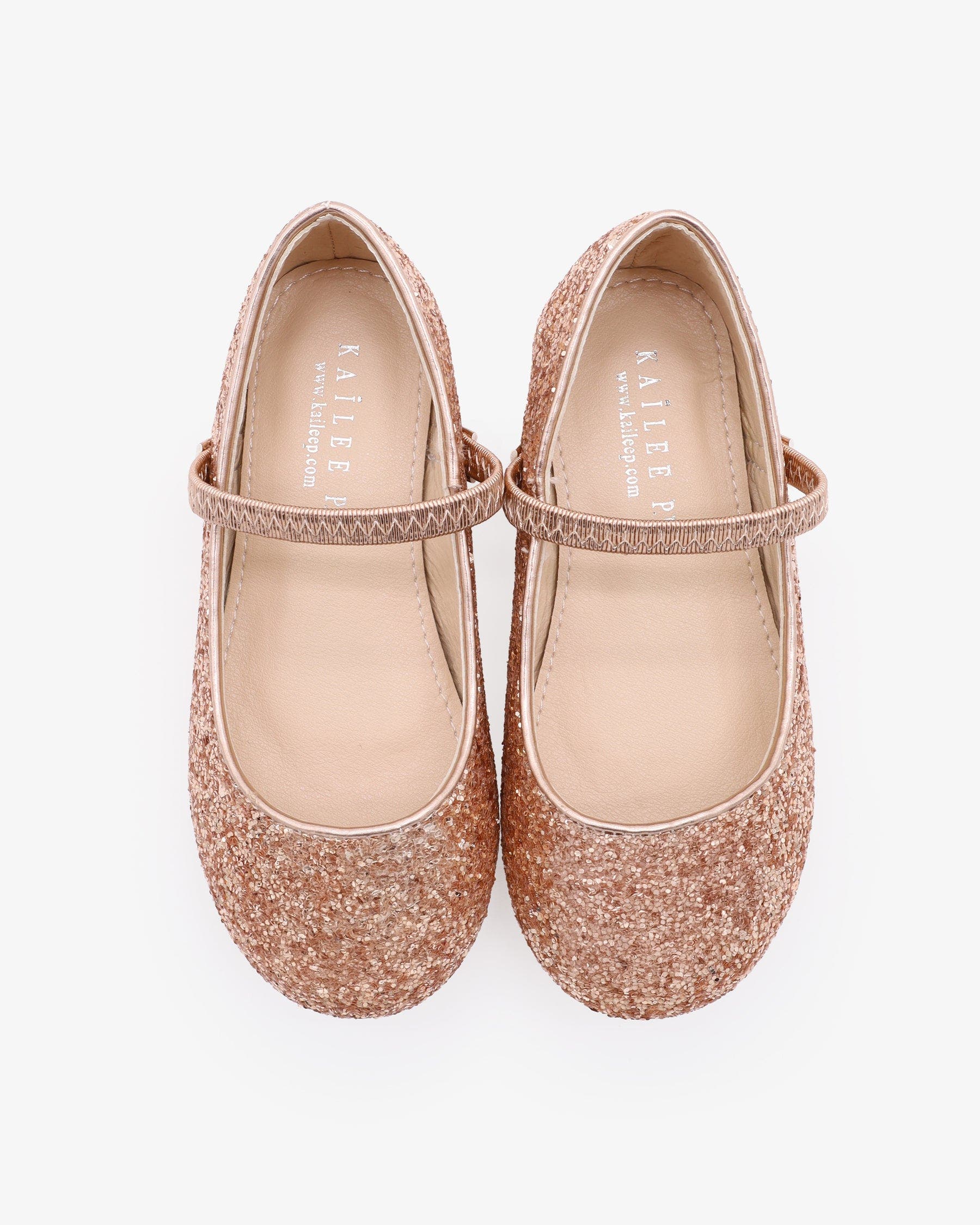 Kailee P Ridley-RG Rock Glitter Mary Jane Ballet Flats, Alternate, color, Rose Gold