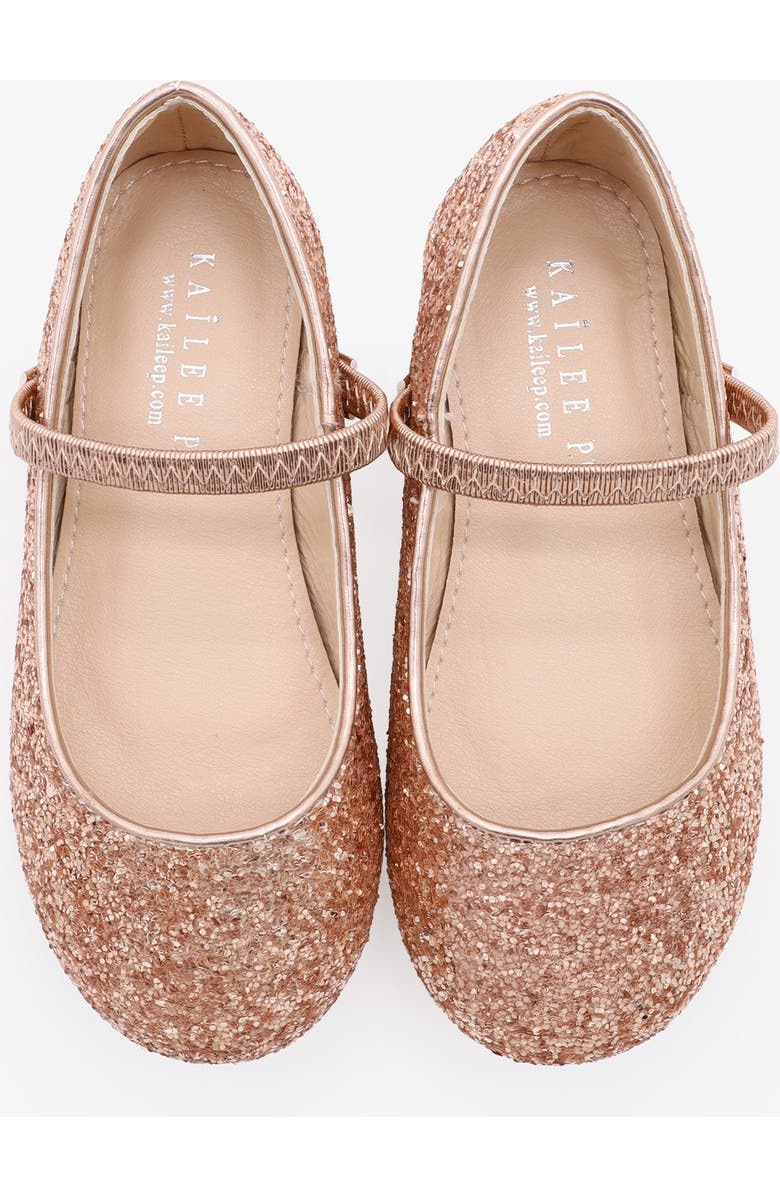Kailee P Ridley-RG Rock Glitter Mary Jane Ballet Flats, Alternate, color, Rose Gold