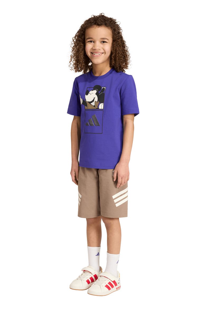 x Disney Kids' Mickey Mouse Graphic T-Shirt & Shorts Set, Alternate, color, PURE PURPLE/ OFF WHITE
