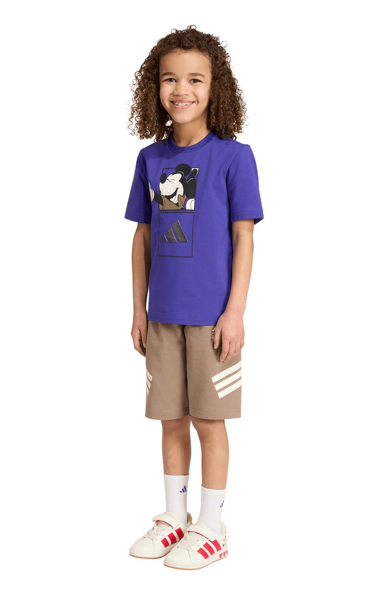 adidas Originals x Disney Kids' Mickey Mouse Graphic T-Shirt & Shorts Set, Alternate, color, Pure Purple/ Off White