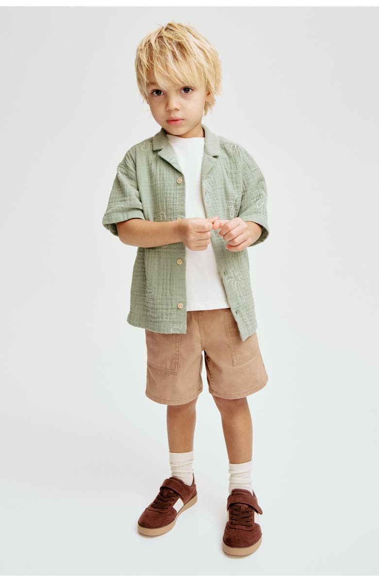 H&M 2-pack Canvas Shorts, Alternate, color, Dark Beige/Dark Khaki Green