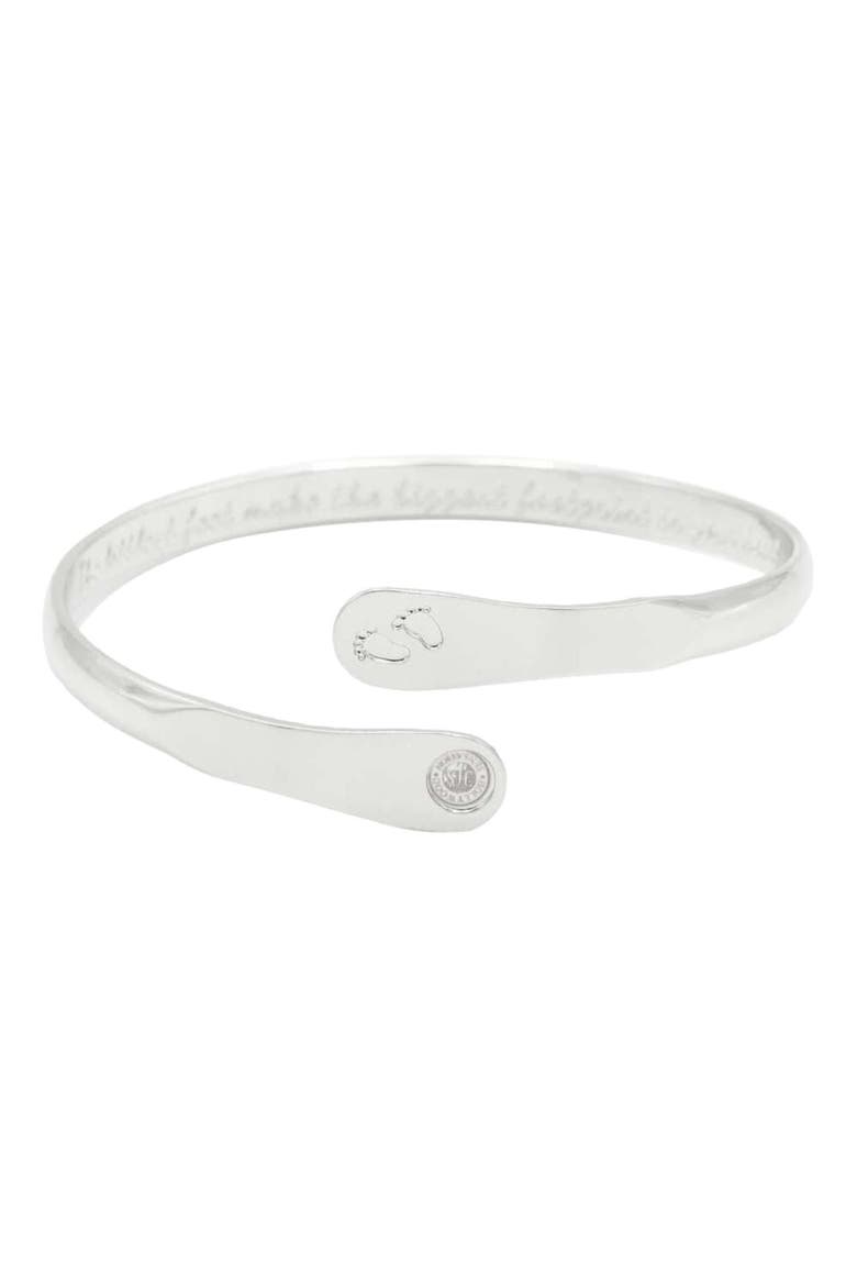 Baby Bracelets Engraved The littlest feet makes the biggest footprint in your heart, Alternate, color, Silver