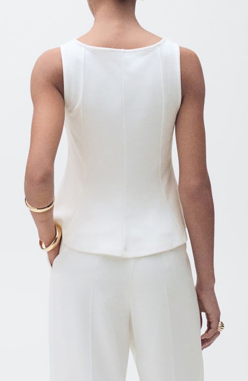 Mango Seam Detail Sleeveless Peplum Top In White