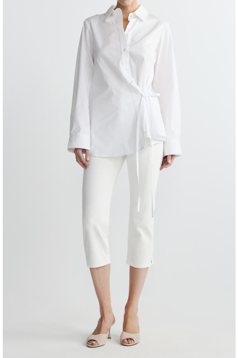 Agnes Side Tie Cotton Button-Up Shirt, Alternate, color, CLOUD