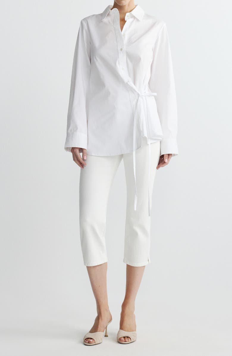 DL1961 Agnes Side Tie Cotton Button-Up Shirt, Alternate, color, Cloud