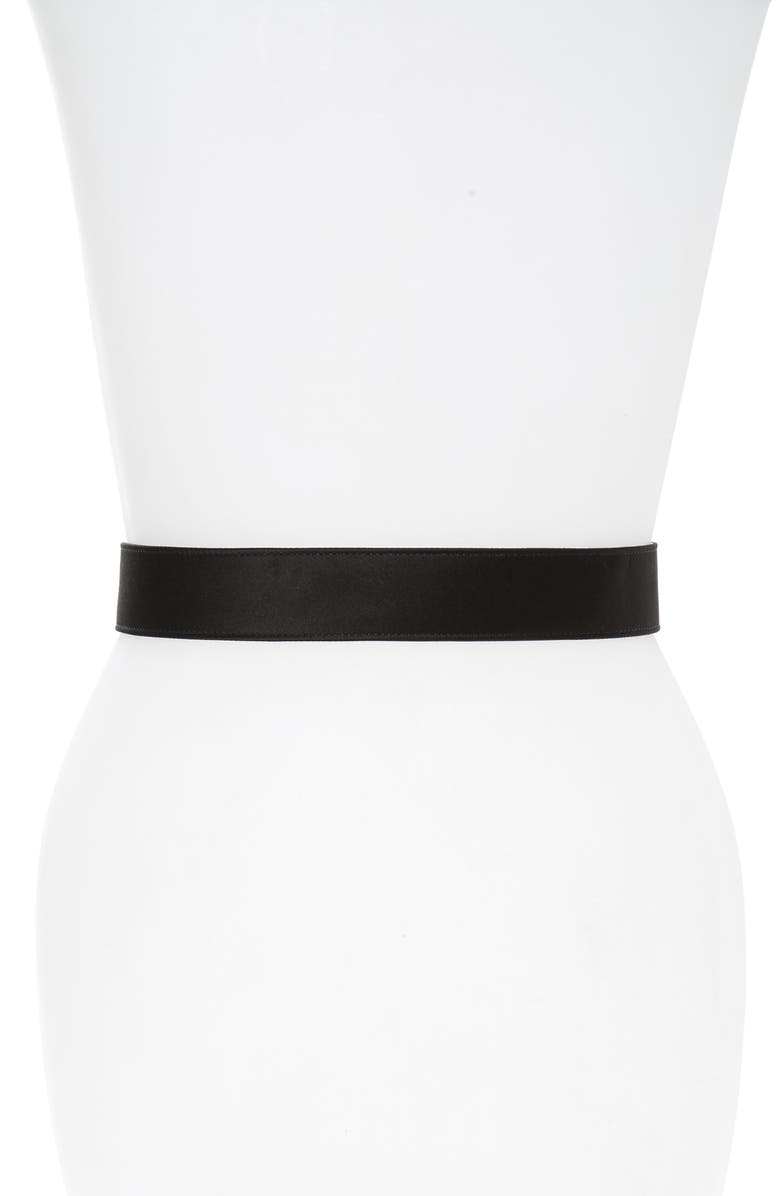 Manolo Blahnik Hangisi Jewel Buckle Satin Belt, Alternate, color,