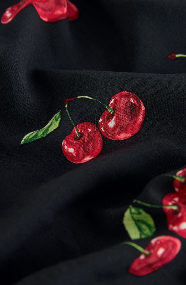 NEXT Cherry Print Long Sleeve Minidress, Alternate, color, Black