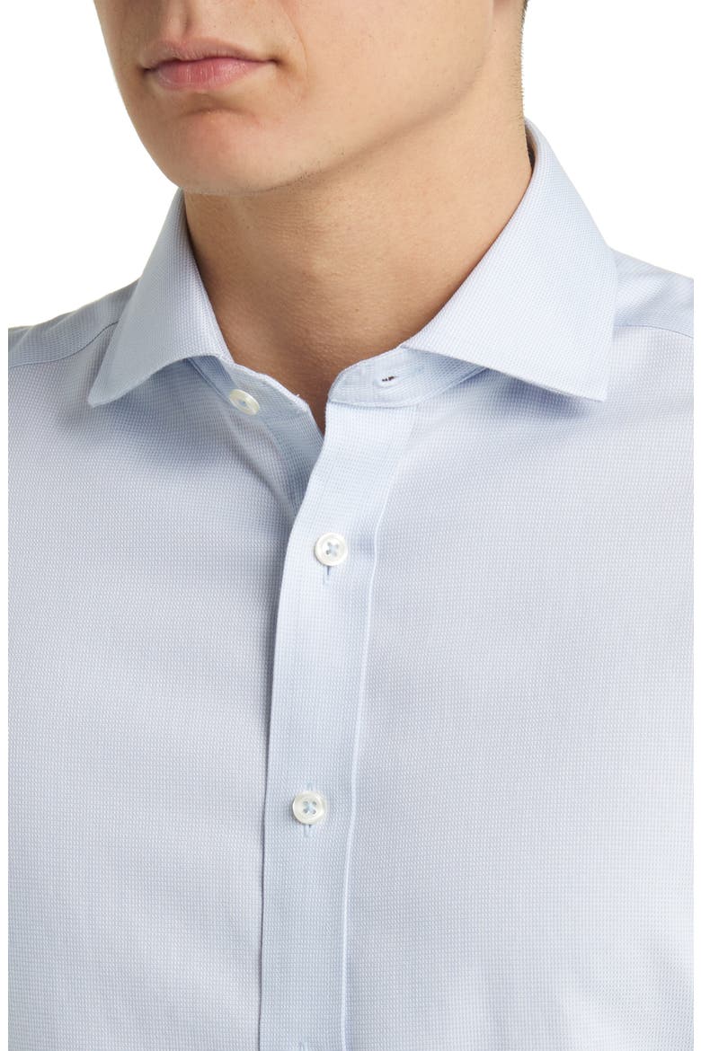 Non-Iron Clifton Weave Cutaway Slim Fit Shirt Double Cuff, Alternate, color, LIGHT BLUE
