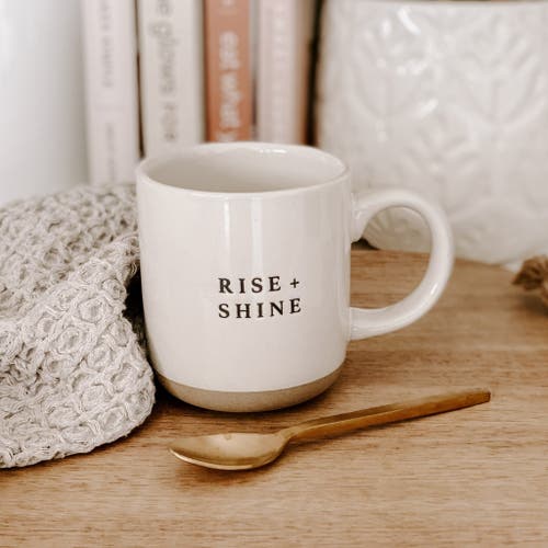 Sweet Water Decor Stoneware Quote Coffee Mug In Rise + Shine