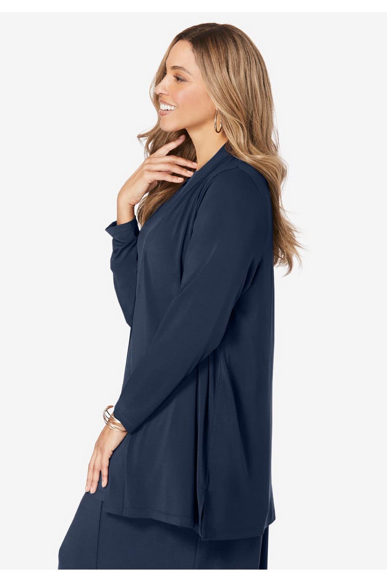 Stretch Knit Open Front Knit Topper, Alternate, color, NAVY