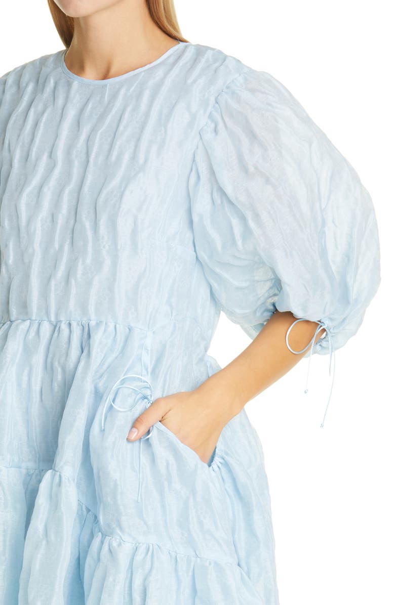 Cecilie Bahnsen Libby Puff Sleeve Linen Blend Dress, Alternate, color, 