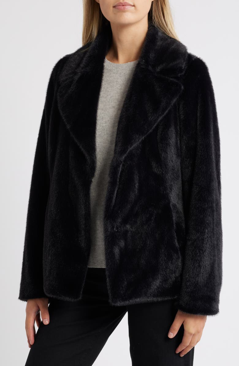 Via Spiga Notch Collar Faux Fur Shirt Jacket, Alternate, color, 