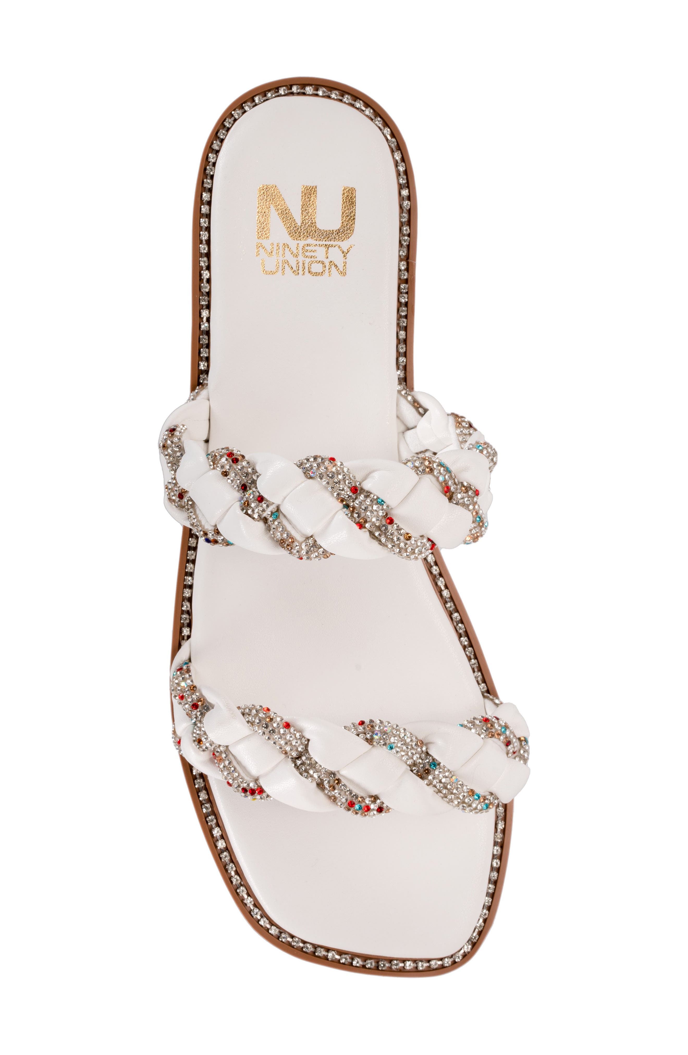 NINETY UNION Sunny Embellished Slide Sandal, Alternate, color, White