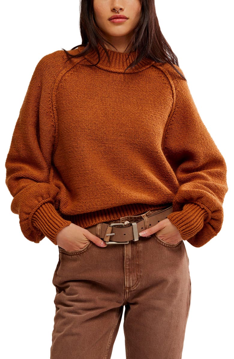 Free People Riley Mock Neck Sweater, Main, color, Meerkat