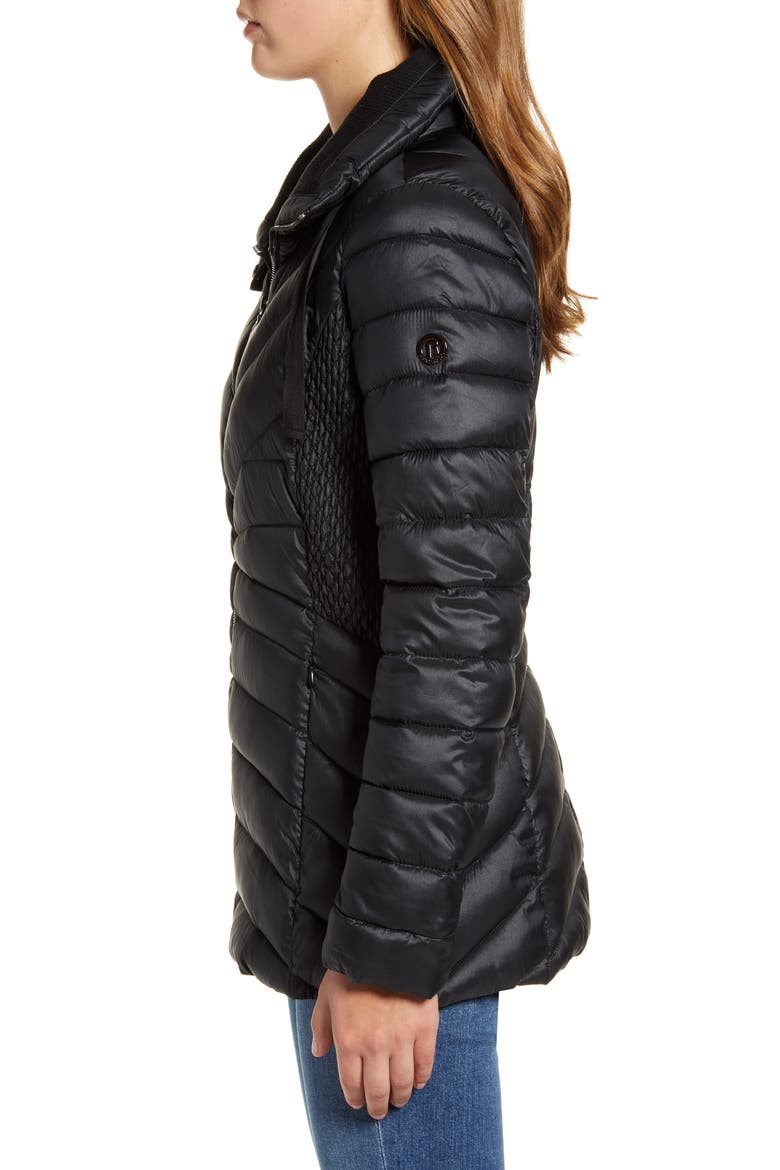 Packable Water Resistant Puffer Jacket, Alternate, color, BLACK