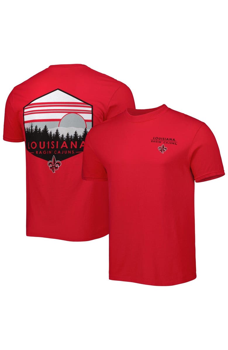 IMAGE ONE Men's Red Louisiana Ragin' Cajuns Landscape Shield T-Shirt, Alternate, color,