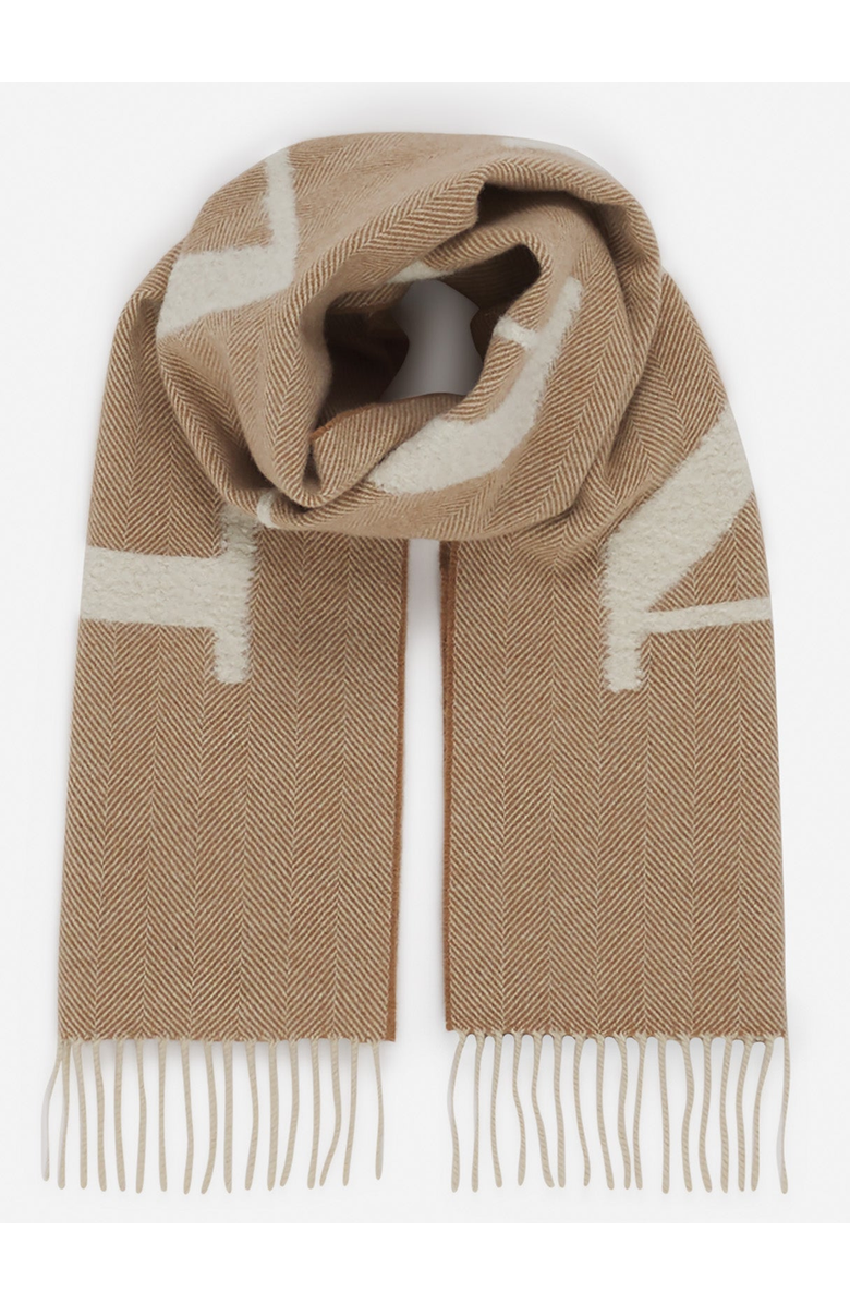 Lanvin Signature Fringed Wool Scarf, Alternate, color, Mastic-Ecru