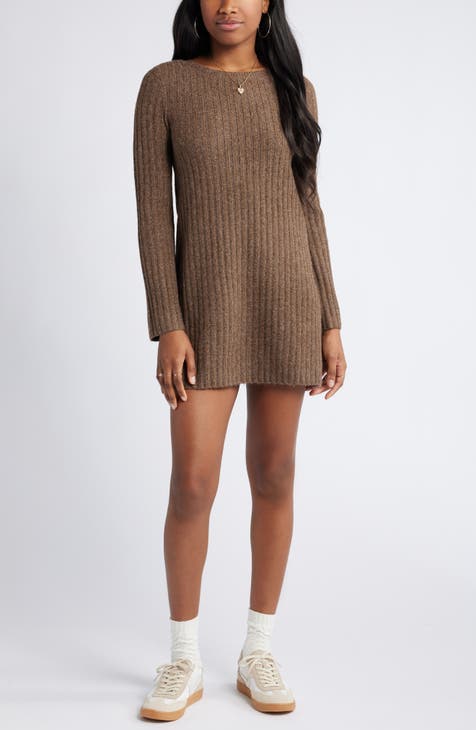 BP Nordstrom Oatmeal Beige Knit Mock Neck Mini Sweater Dress newest XXS