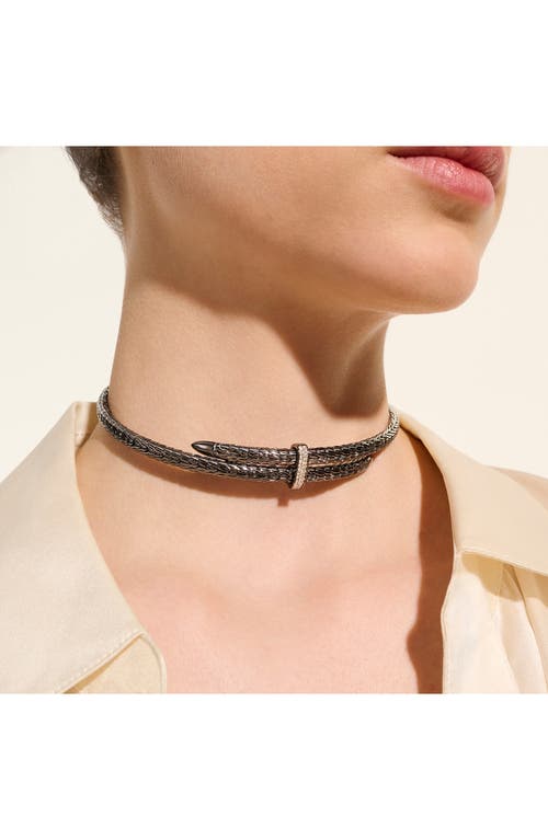 John Hardy Spear Coil Choker, Diamonds In Dark Sterling Silver