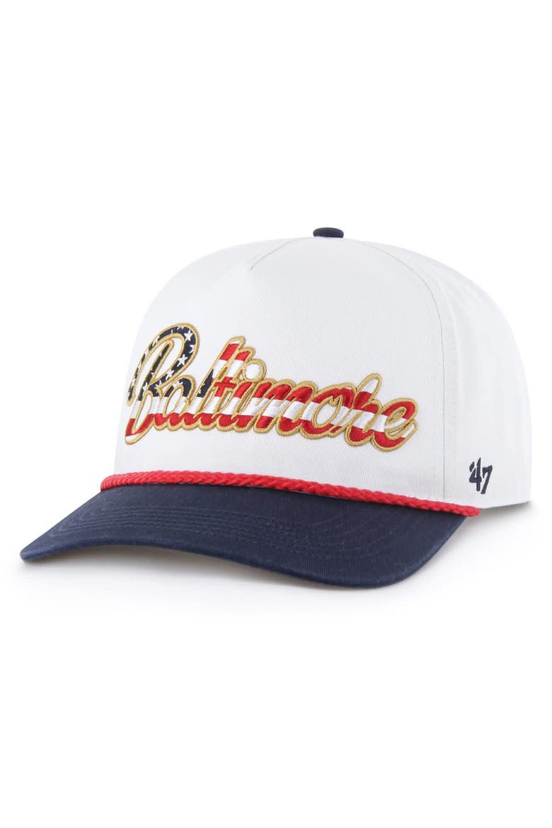 Men's '47 White Baltimore Ravens Patriotic Overhand Hitch Adjustable Hat, Main, color, White