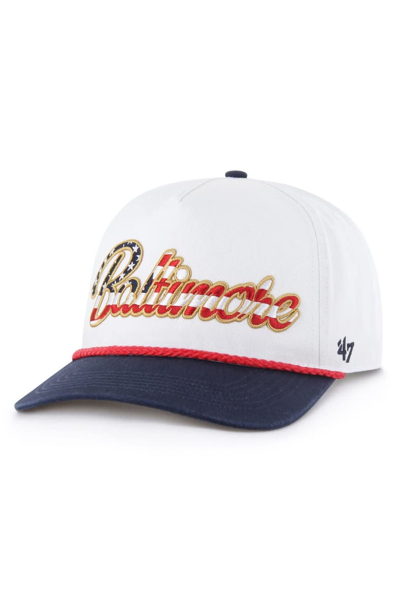 '47 Men's '47 White Baltimore Ravens Patriotic Overhand Hitch Adjustable Hat, Main, color, White