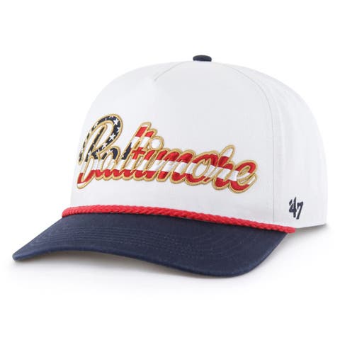 Men's '47 White Baltimore Ravens Patriotic Overhand Hitch Adjustable Hat