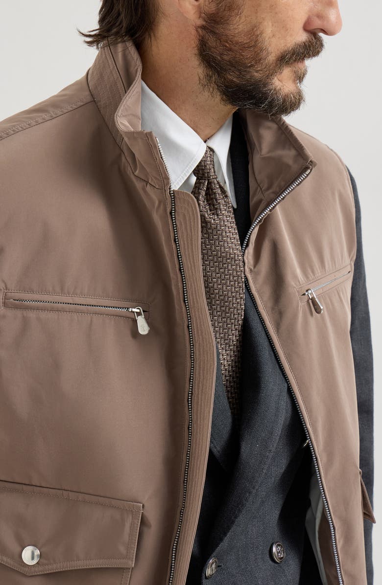 Brunello Cucinelli Nylon vest with padding, Alternate, color, Hazelnut