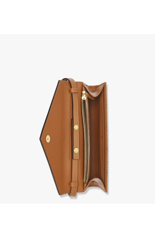 Mcm Himmel Lauretos Envelope Leather Wallet On Chain In Cognac