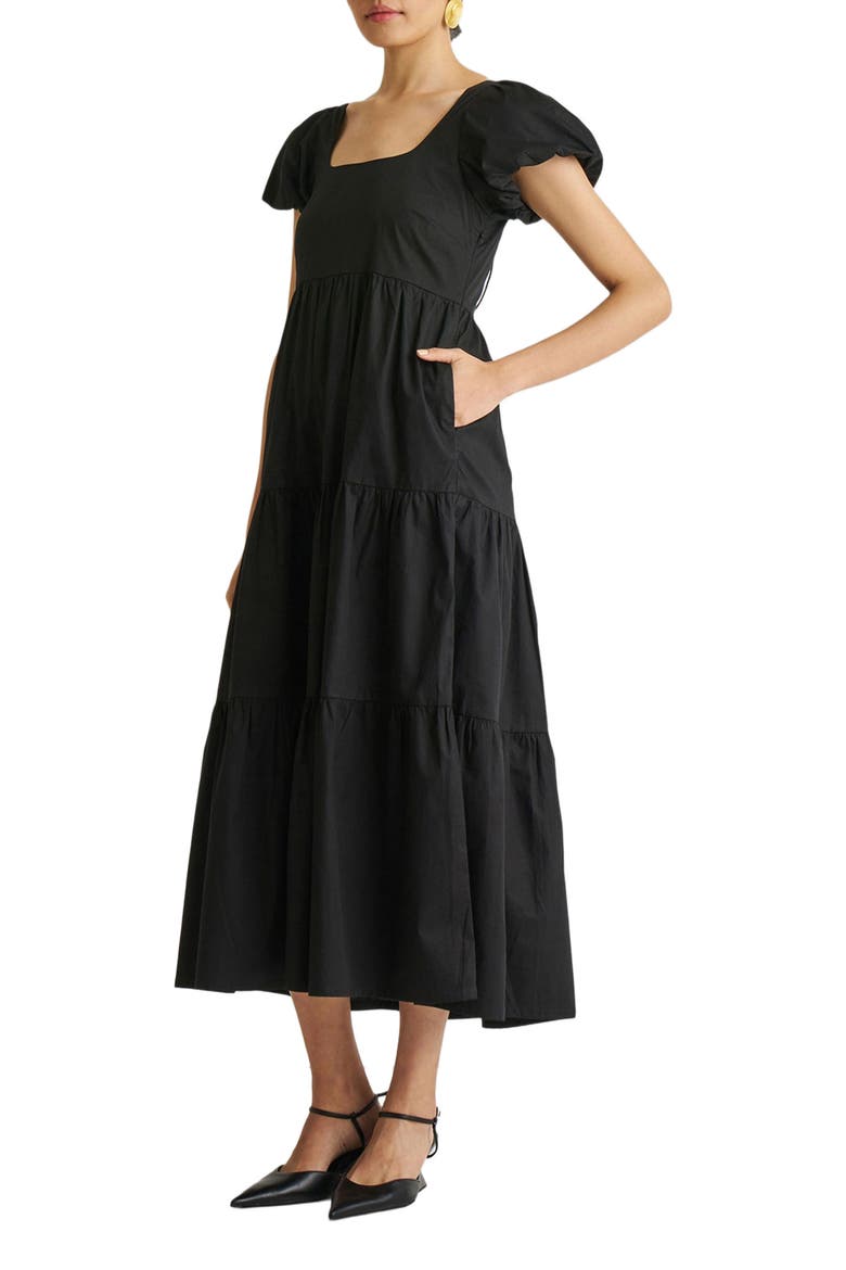 Puff Sleeve Tiered Maxi Dress, Alternate, color, Solid