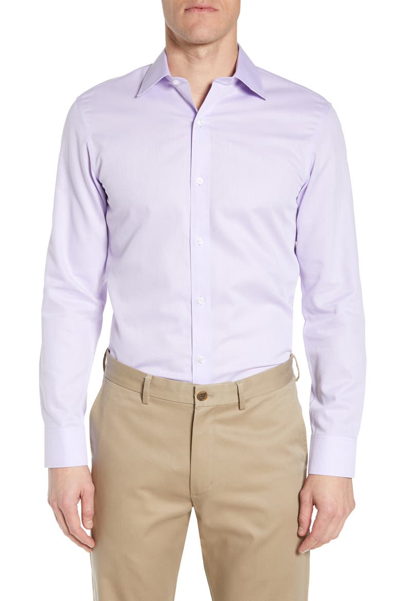 Slim Fit Textured Dress Shirt, Main, color, LAVENDER