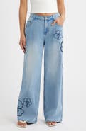 Kulani Kinis Floral Embroidered Wide Leg Jeans